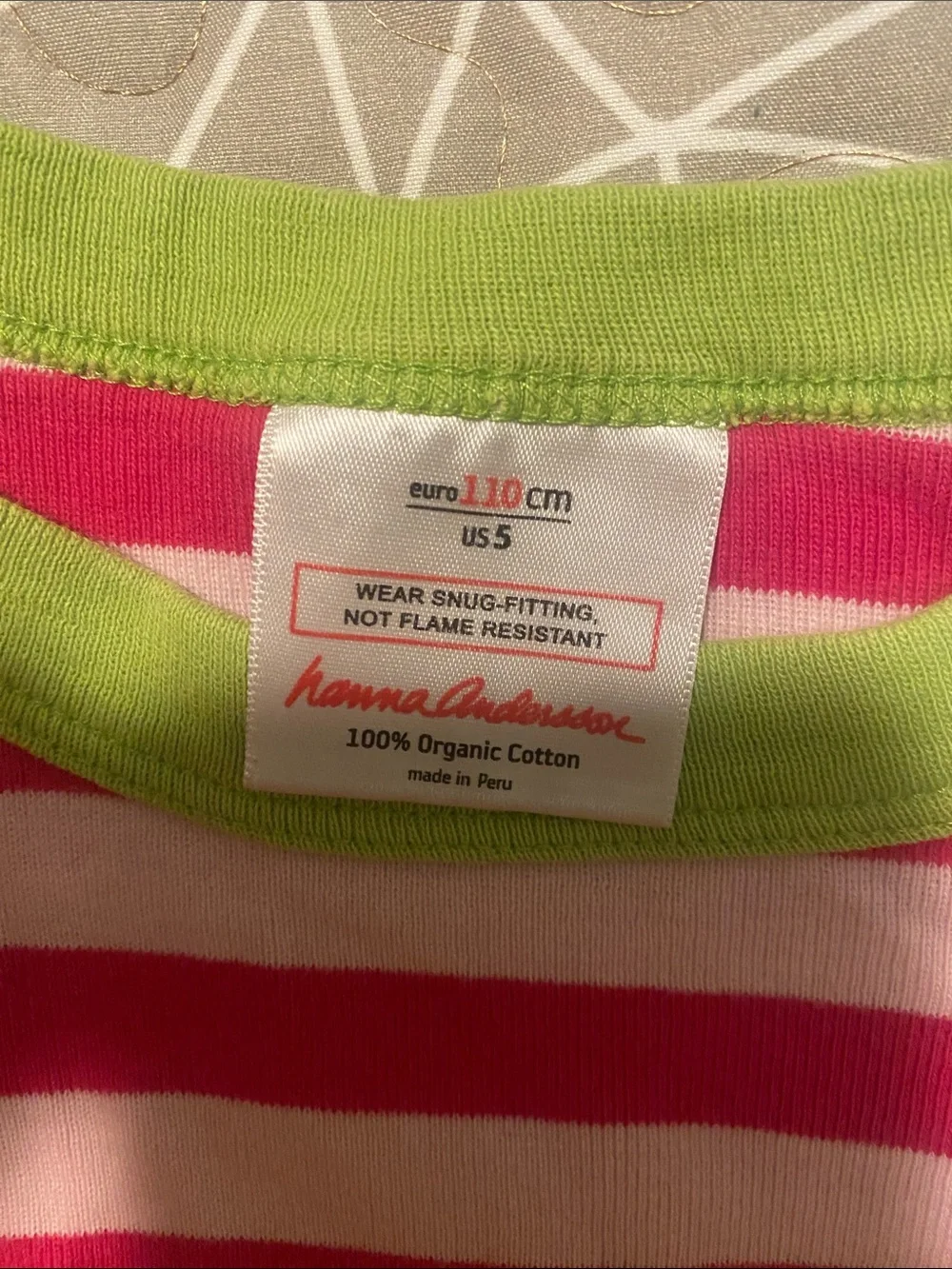 Hanna Andersson Pink & Red Striped Kids Pajama Set with Lime Trim